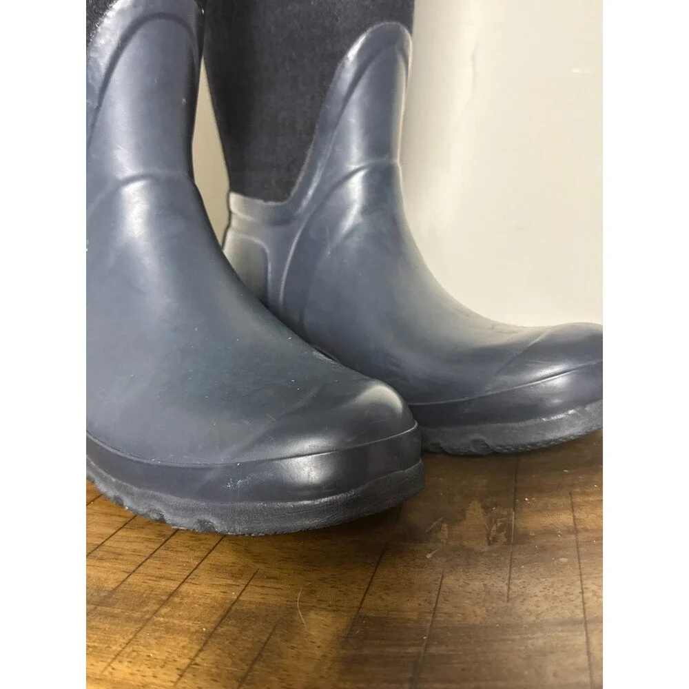 Hunter Original Tall Rain Boots Women's US 8 EU 39 Navy Felt Wool Waterproof